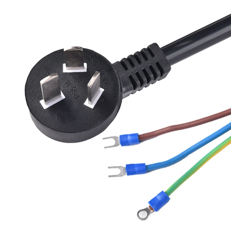 National Standard Black Three-Prong Plug Terminal Tail Power Cord 16A