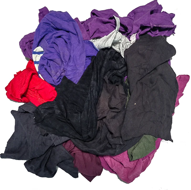 100% Cotton Bag Of Rags Cotton Dark Color Printed T Shirt Rags Strong Water Absorbency Industrial Cleaning Wiping Mixed Rags