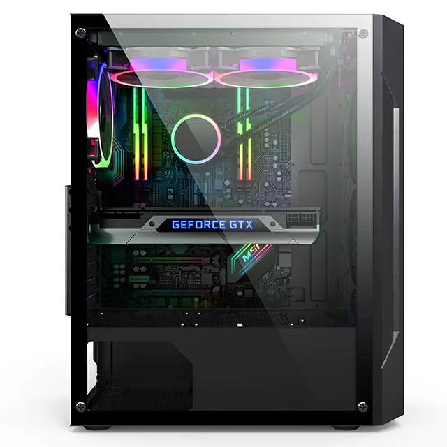 Internal RGB Fans ATX Gaming Computer Case with Light Strip Irregular Personality Panel Design