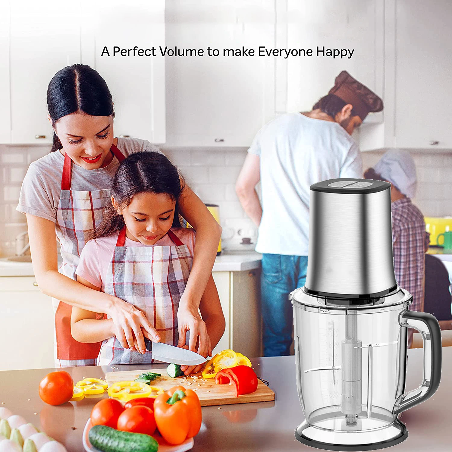 Stainless Steel Body and Plastic Bowl Powerful Garlic Ginger Onion Nut Fruit Food Chopper Processor