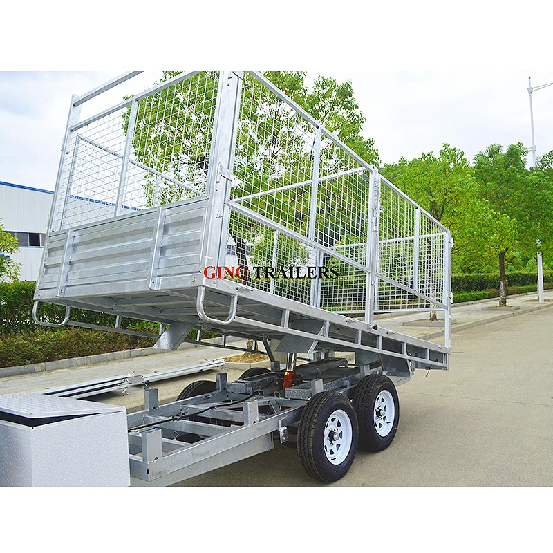 GINO 3.5 Tonne 4 Stage Hydraulic System Drop Down Side Tipping Trailers Air Tow trailer for Sale