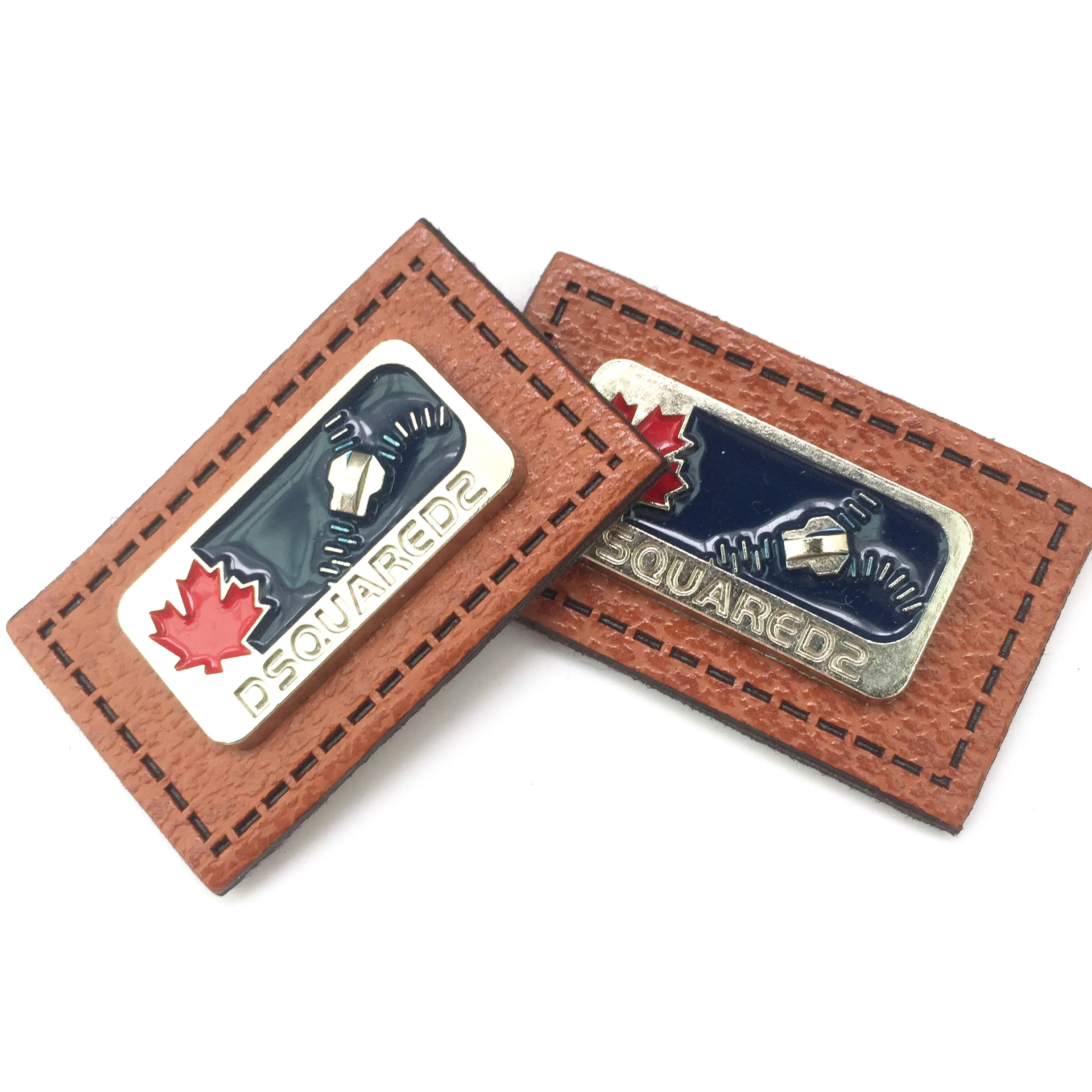 Very Cheaper Custom Debossed Leather Metal Label Clothing Patch Label with Custom 3D Metal Logo