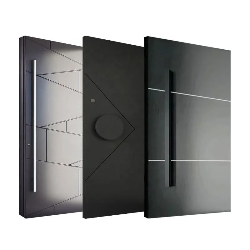 Modern Large Security Door Front Main Entrance Single Exterior Entry Aluminium Pivot Front Doors