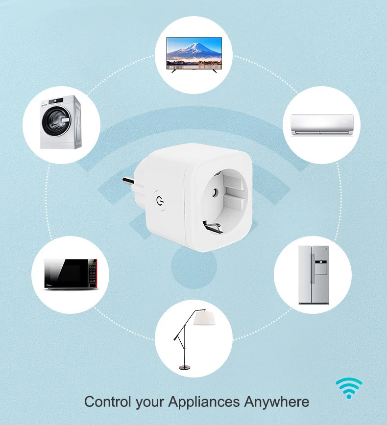 
Tuya Alexa Google Assistant Supported Wifi Remote Control Power Monitor Smart Wifi Plug 