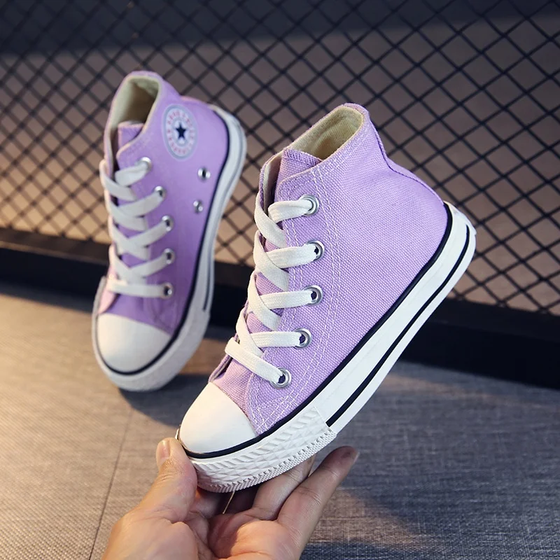 Оптовая продажа, детская обувь, школьная обувь на шнуровке, высокие холщовые ботинки, детская повседневная обувь