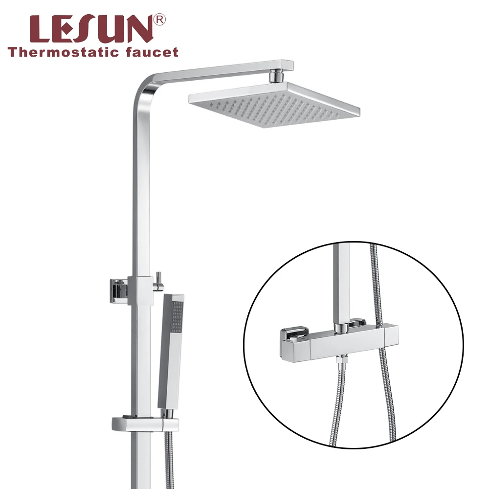 
LESUN square chrome rain shower set bathroom thermostatic shower faucet mixer 
