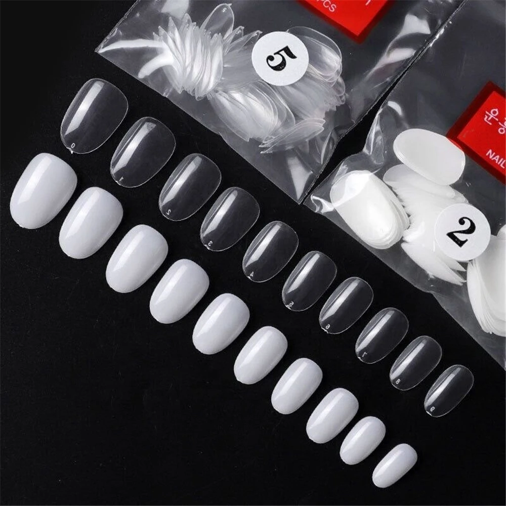 New Short Shape 500Pcs/Bag Nail Tips Transparent Natural Color Oval Nails