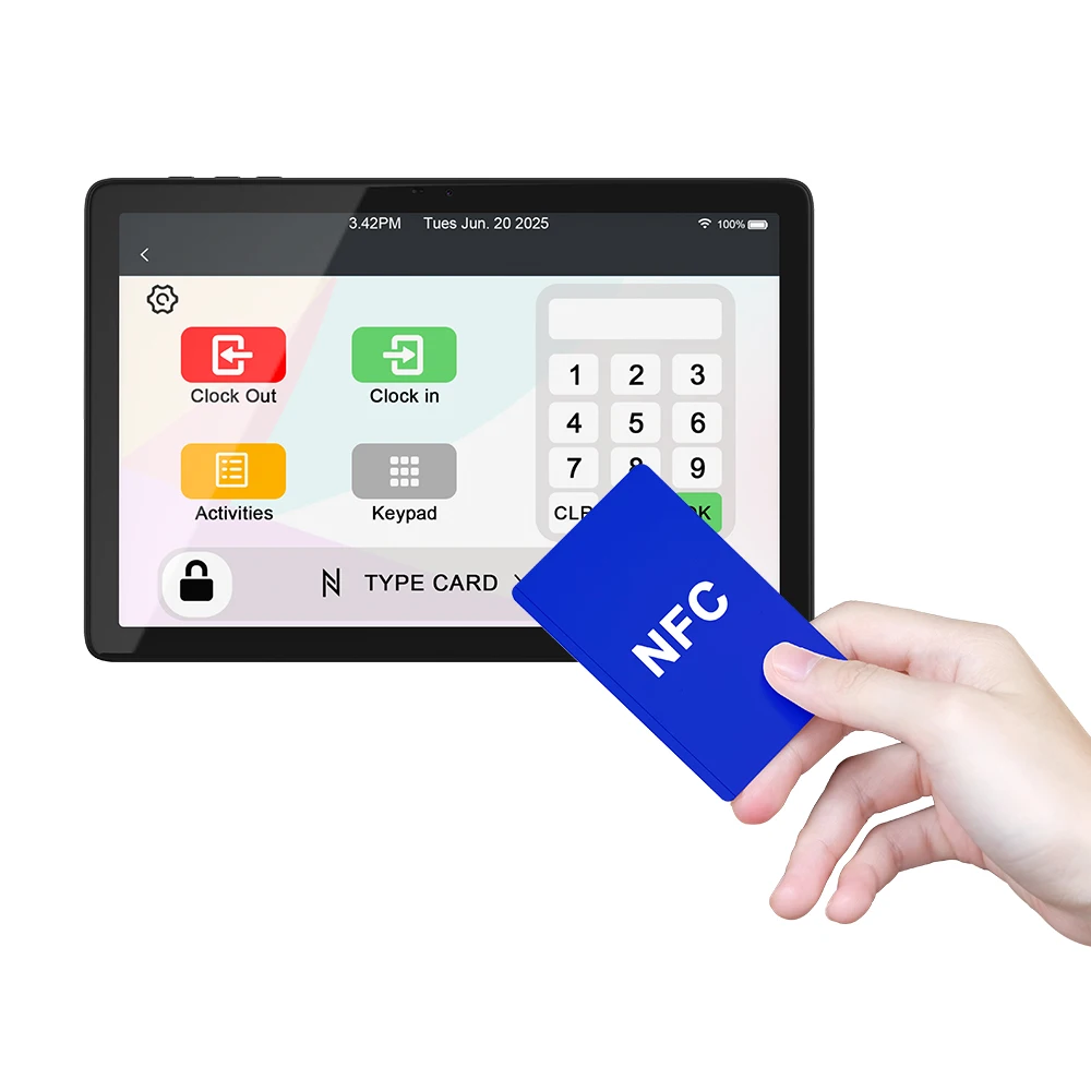 10.1 Inch NFC Attendance Punch Card Machine Access Security Kiosk Smart Tablet Solution for School Office Building