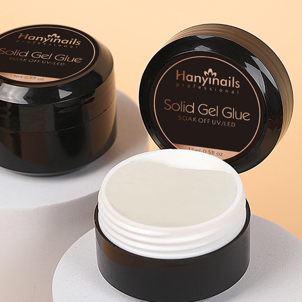 Hanyinails Nails 3D Solid Gel Glue Strong Adhesive UV Polish Model Non Sticky Fingernails Press on Clear Gel