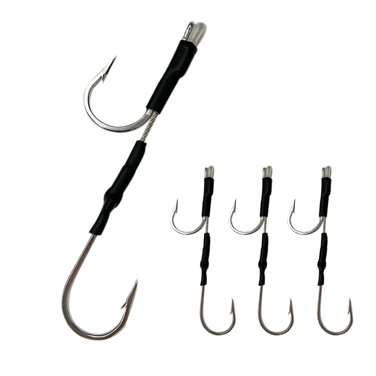 Double Hook Rig for Trolling and Chunking Saltwater Double Trolling lure Hooks Big Game Forged Stainless Steel Double Hooks