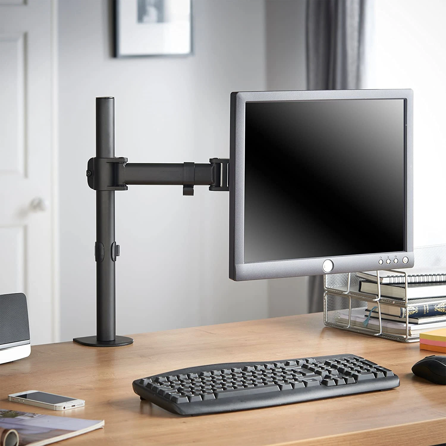 Универсальная эргономичная однорычажная Регулируемая макс. Vesa 100*100 мм Настольная компьютерная подставка для монитора 10-27 дюймов