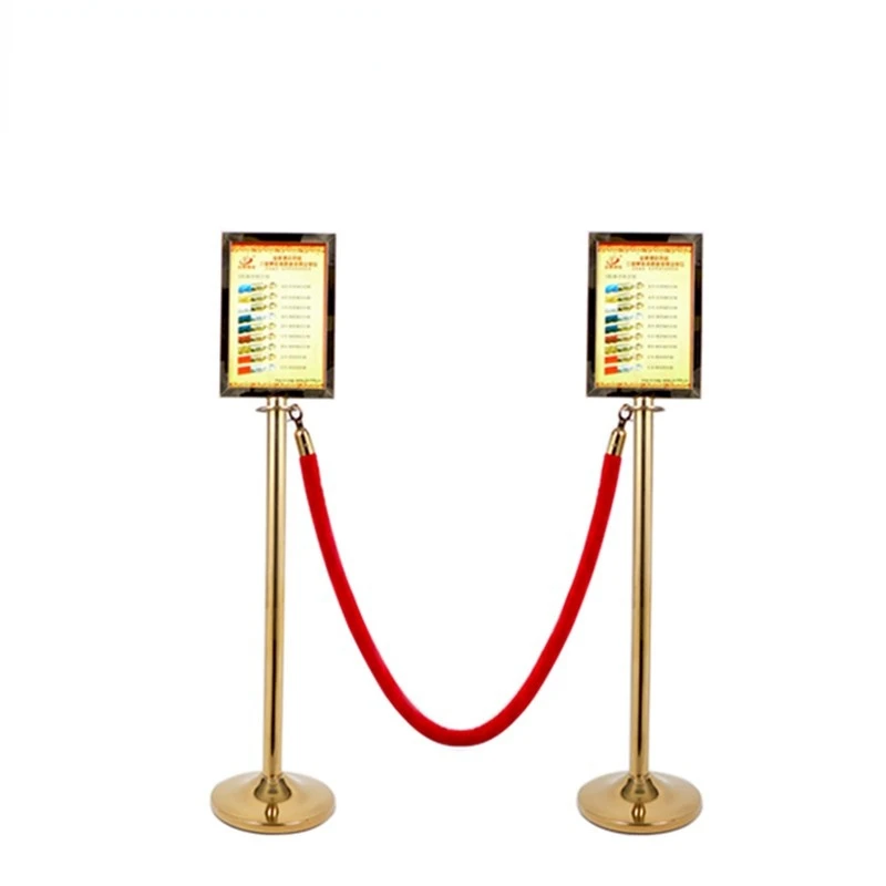 Queue Post Advertising Sign Holder Stand with Titanium Golden Finish/ Menu Display Pillar