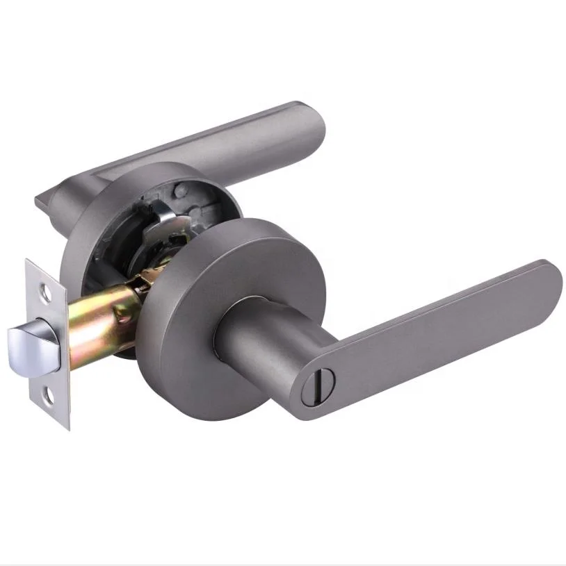 KEYMAN Satin Nickel Door Handle Lock Heavy Duty Tubular Lock set Door Lever Handle for Bathroom Entrance Tubular Lock