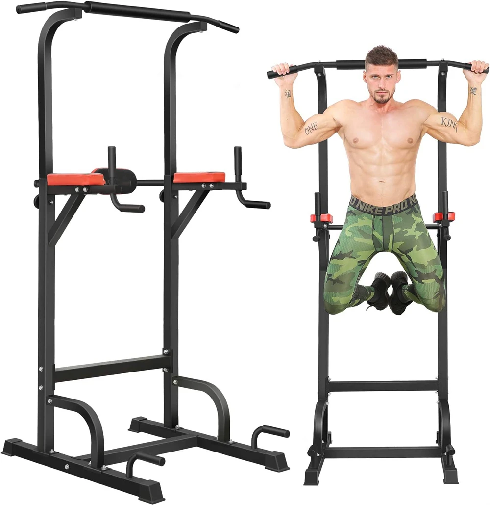 Wellshow Sport Fitness Pull Up Station Adjustable Power Tower Multi-function Dip Station Gym Home