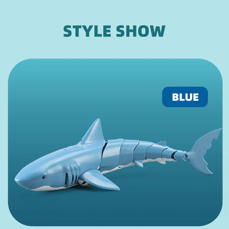 New Design Water Pool Shark Toys Black Blue Shaking Tail 4c Rc Shark Toy