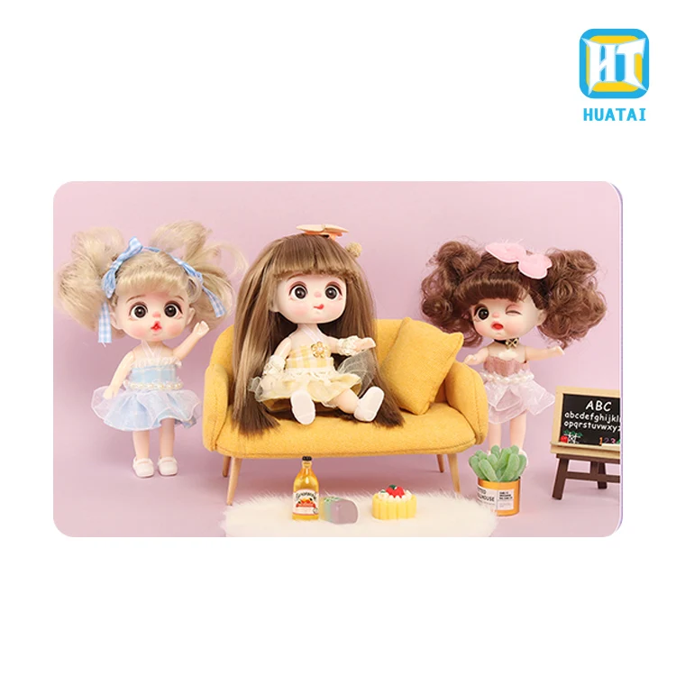pretend play toys 24pcs cartoon style for choice 13cm height pretty girls doll with 4 color disc