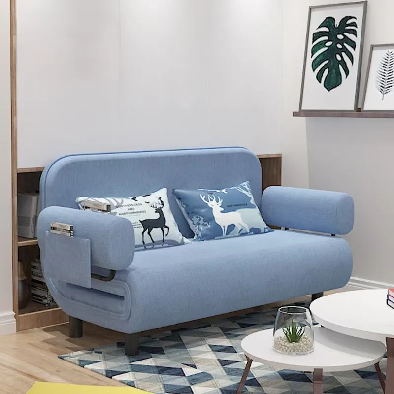 Armrest Simple Pull Out Foldable Sofa Cum Bed Folding Couch for Living Room Fabric Lazy Futon Recliner Sleeper Sofa and Bed