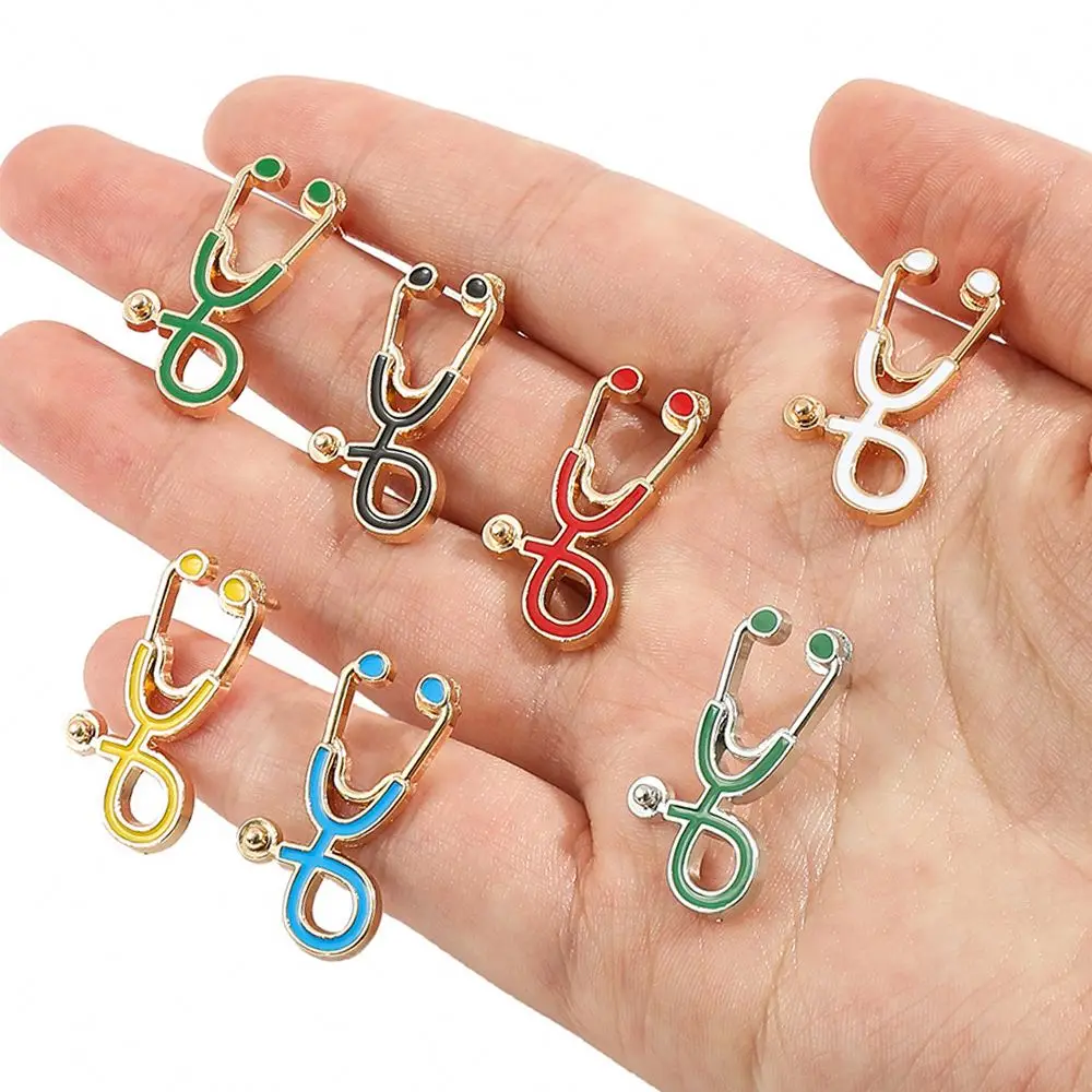 Wholesale metal gift stethoscope lapel pin badge doctor nurse enamel brooch pins