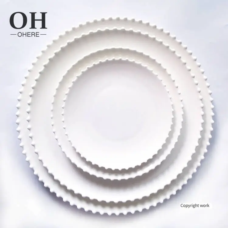 luxury white round beads decoration dishes plates dinnerware set porcelain dinnerware bone china ceramic for wedding and rental