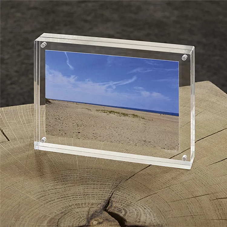 simple luxury acrylic floating table top stand picture photo frames with magnets