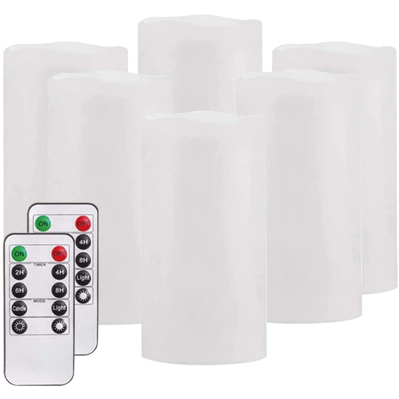 Wholesale Set of 6 Battery Operated Candles Waterproof Resin Plastic electric  LED Flickering Flameless Candles