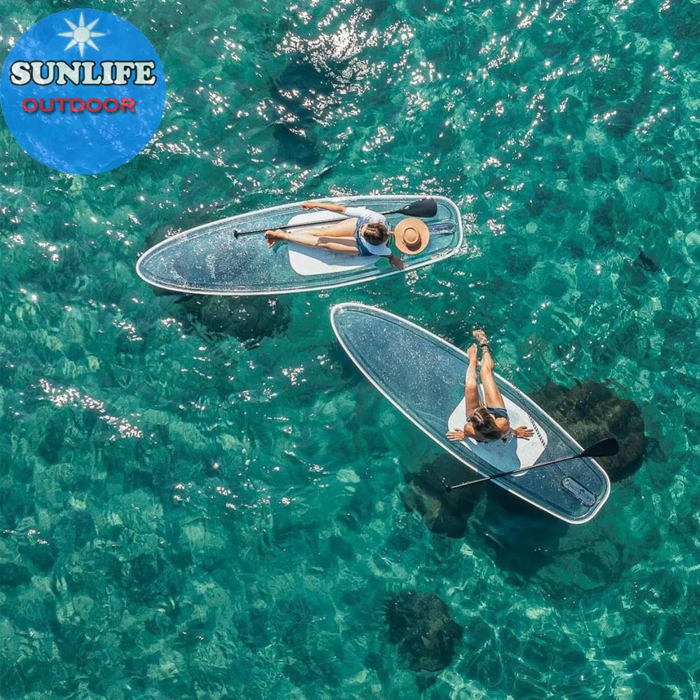 Full Transparent Stand Up Board Seethrough Surfboard Clear SUP Paddle Board for Yoga Touring Adventure High Light Transmission