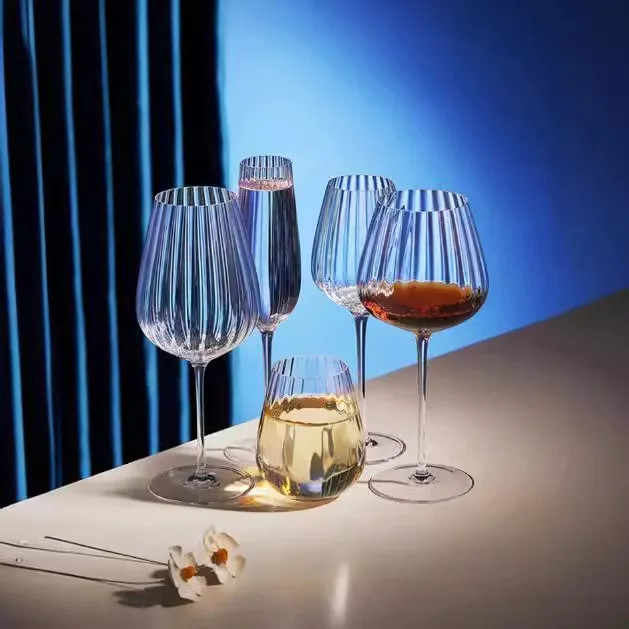 Custom Hand Blown clear Crystal Tall White Red Wine Glass Water Champagne Luxury Wine goblet Glasses Set for Restaurants