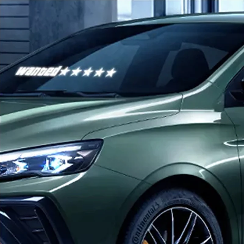 Wanted 5 Star Car Windshield Glow Panel Electric Marker Lamp Blue LED Decoration Light Sticker Flashing Lights