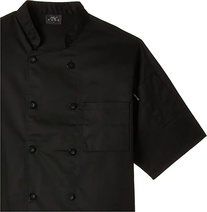 Unisex black white new design hotel kitchen staff short sleeve chef coat jacket uniform sets men women