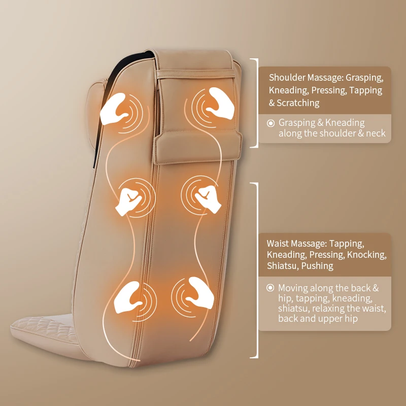 Tapping Kneading Air Compression Shiatsu Vibrating Massage Cushion car seat massager OEM Power ROHS Color massage seat