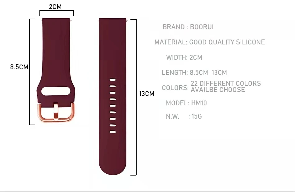 BOORUI TPU silicone watch strap 20mm 22mm watch band For samsung Strap galaxy  S 2 s4 active wrist bands for amazfit GTS GTR 46m
