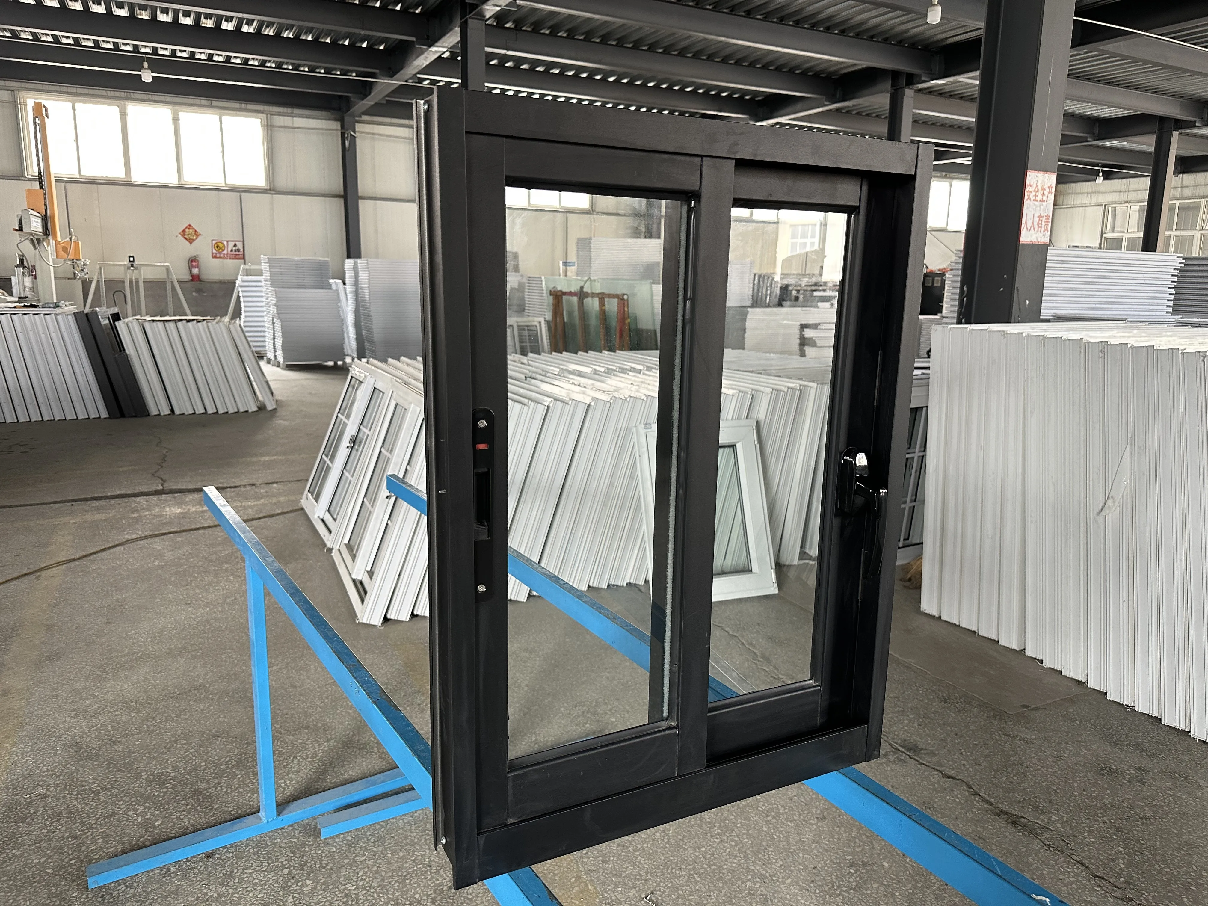 Remote Controlled Motorized Vertical Anti-theft Sliding Guillotine Aluminum Window White Grill window  For Glass Balcony