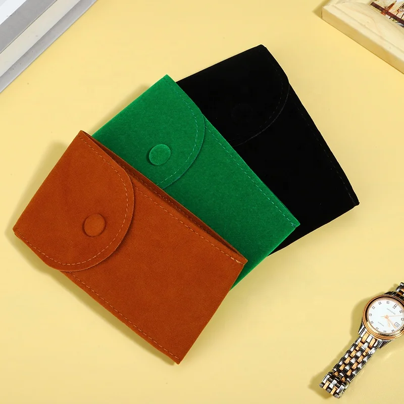 Custom colorful travel gift suede packaging bag portable velvet bag Luxury Envelope Velvet Watch Pouch w/Insert for storage