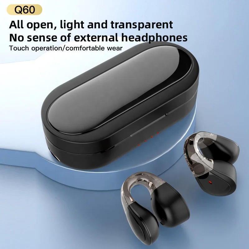 Tws true wireless q60 ows sports noise cancelling type c clip on air bone conduction auricular earbud in-ear headphone earphone