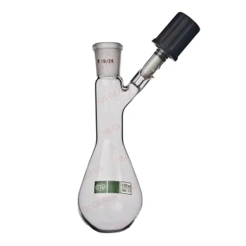 High vacuum valve for reaction eggplant shaped distillation flask
