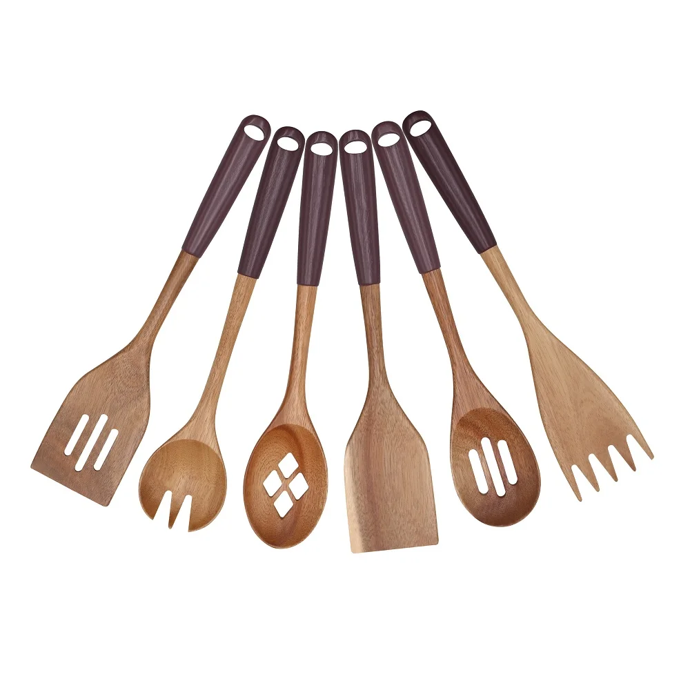 Promotion Cookware Gift Made in China Natural Wooden Spoons Set Household Kitchen Utensil Wooden Cooking utensils