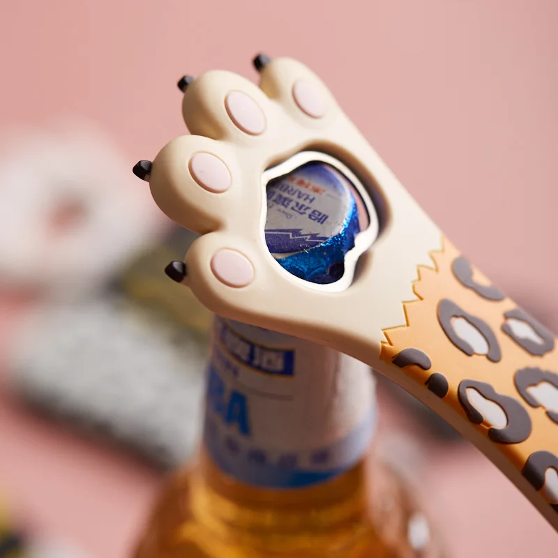 Cute Cat Paw Bottle Opener Magnet,Refrigerator Magnet Silicone Metal Bottle Opener for Beer Coke Bartender Kitchen Barware Metal