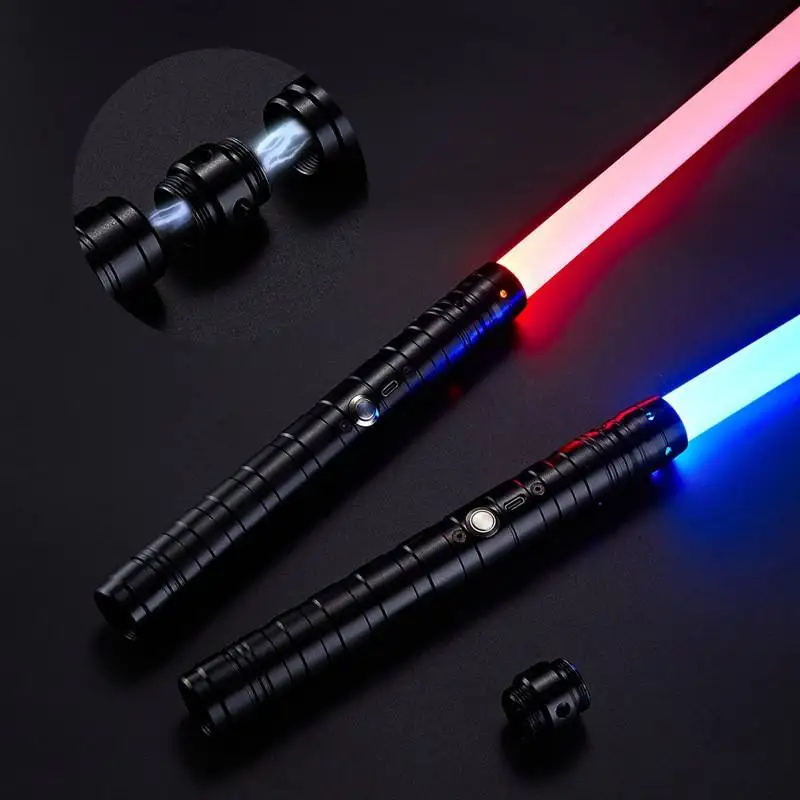 Metal Removable Double Blade Flash Saber Metal Hilt Neo Pixel Lightsaber With Smooth Swin
