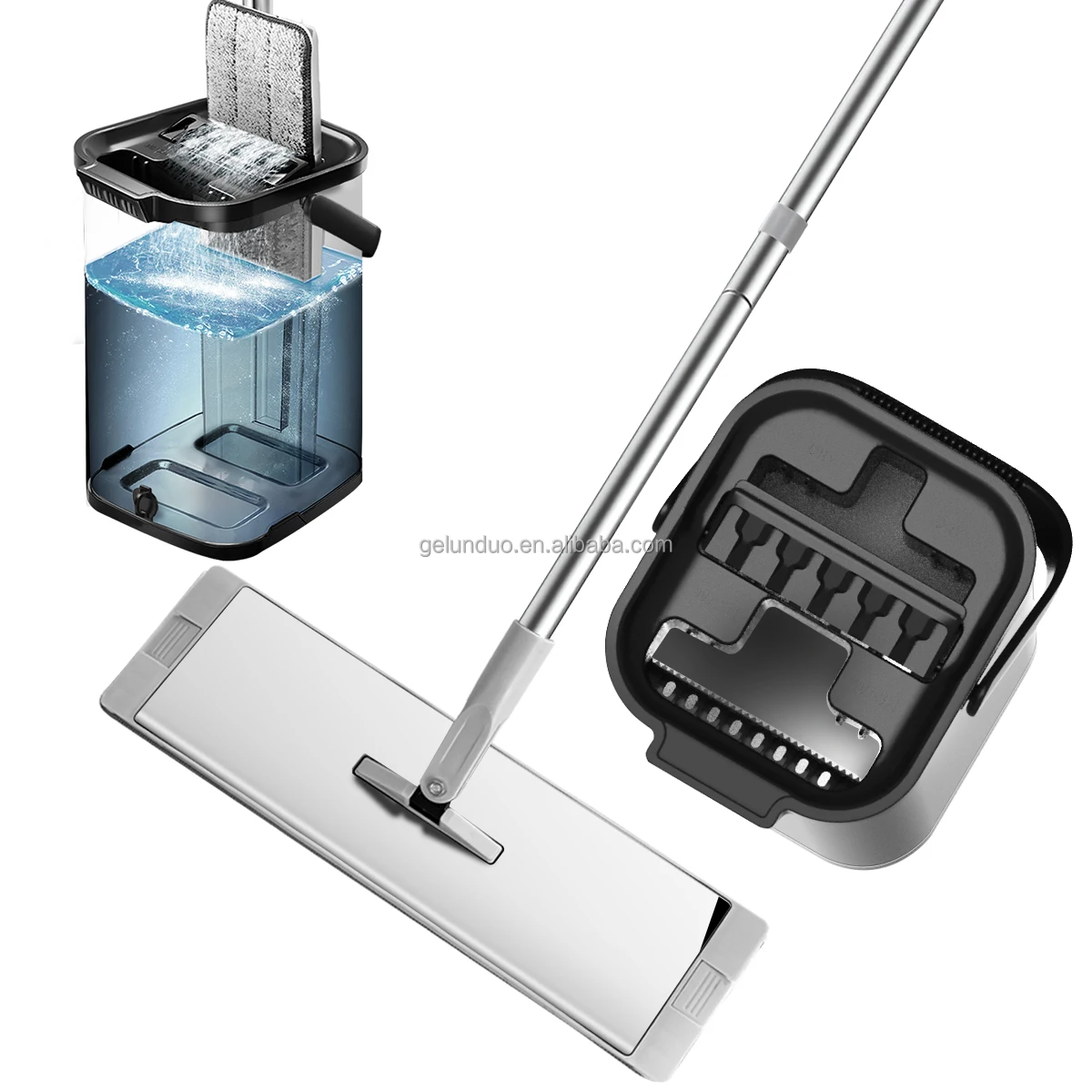 1688com Hot Sell Item Mop Cleaning Supplies Stainless Steel Spin Mops with 2 Mopheads