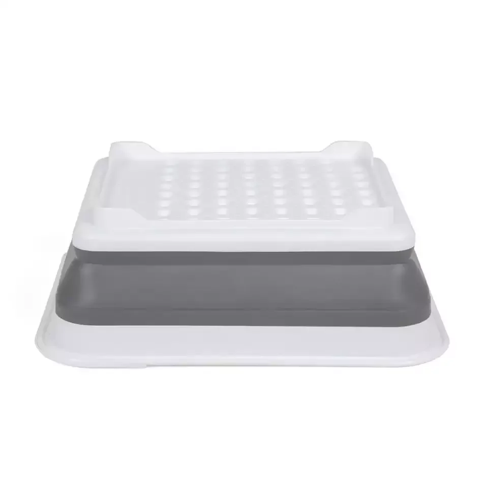 Home Organizer Grey/White Collapsible Drying Dish Drainer Rack Kitchen