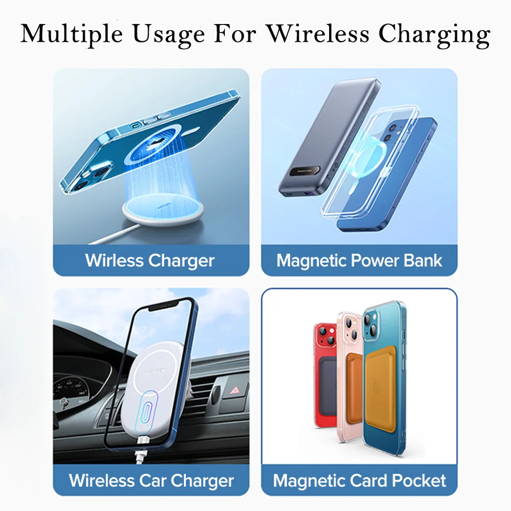 Mag Safe Shockproof Transparent Clear Magnetic Wireless Charger Phone Cover Case For iPhone 13 12 11 Pro Max Mini