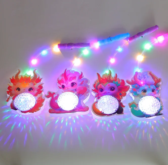 Portable 2024 new design dragon lantern cute festival light lantern red light wholesale for baby