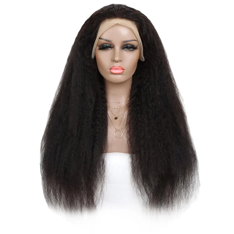 Wholesale Indian Human Hair kinky straight 13*4 lace frontal wigs For Black Women