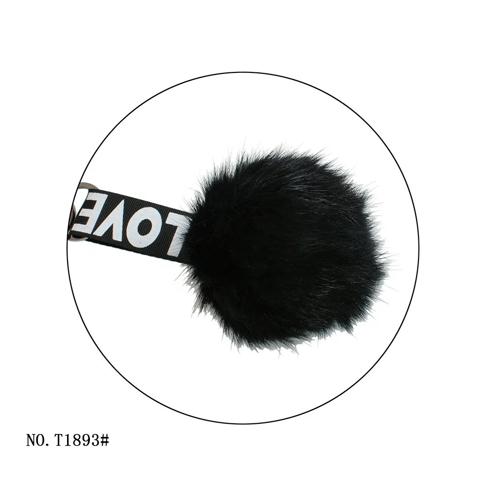 TANAI Factory Wholesale Customize Fashion black Rabbit fur Ball handbag Pendant Lady handbag accessory key chain