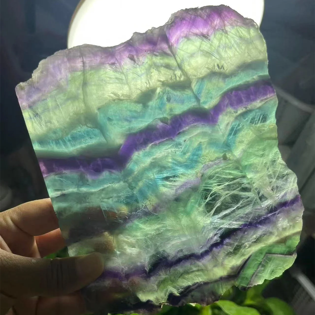 Wholesale natural rainbow fluorite slabs slice healing crystal  for home decoration