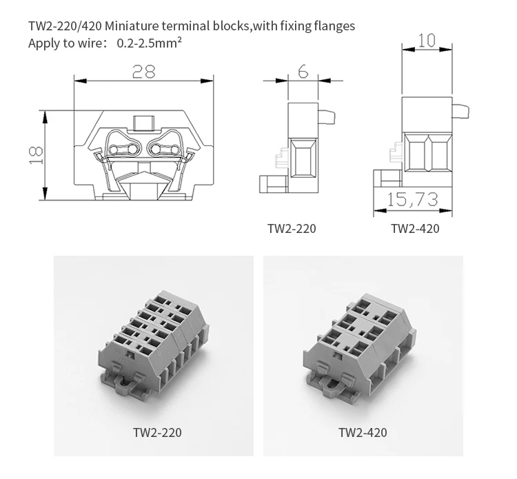 LED Street Light 24-14AWG Wire Terminal Blocks Spring Connect Wire Push In Terminal Block