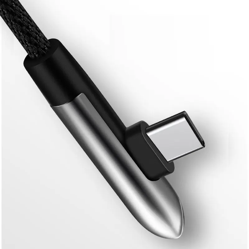 For iPhone Nylon Braided 90 Degree Right Angle L Shape USB Charger Extension Cable