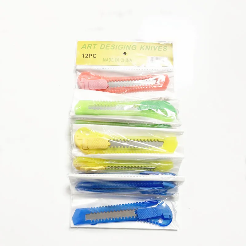 Wholesale Promotional Factory Supplies Stationery Knife Plastic Handle Sliding Retractable Utility Knife