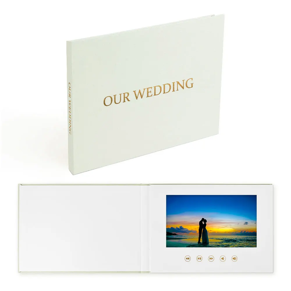 2024 new style advertisement 7 inch lcd screen OUR WEDDING wedding video book card digital card promotional marketing