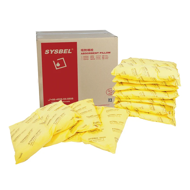 SYSBEL Professional Supply Yellow Chemical Absorbent Pillow Spill Containment Control Kits